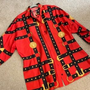 Red Silk Bondage Print Shirt and Matching pants